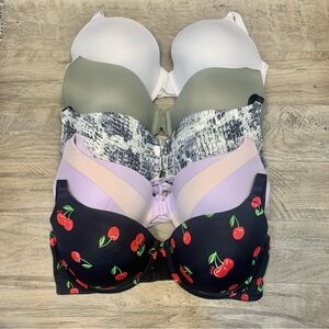 Victoria Secret PINK Bundle 5 Bras Wear Everywhere T Shirt Lightly Lined Cherry